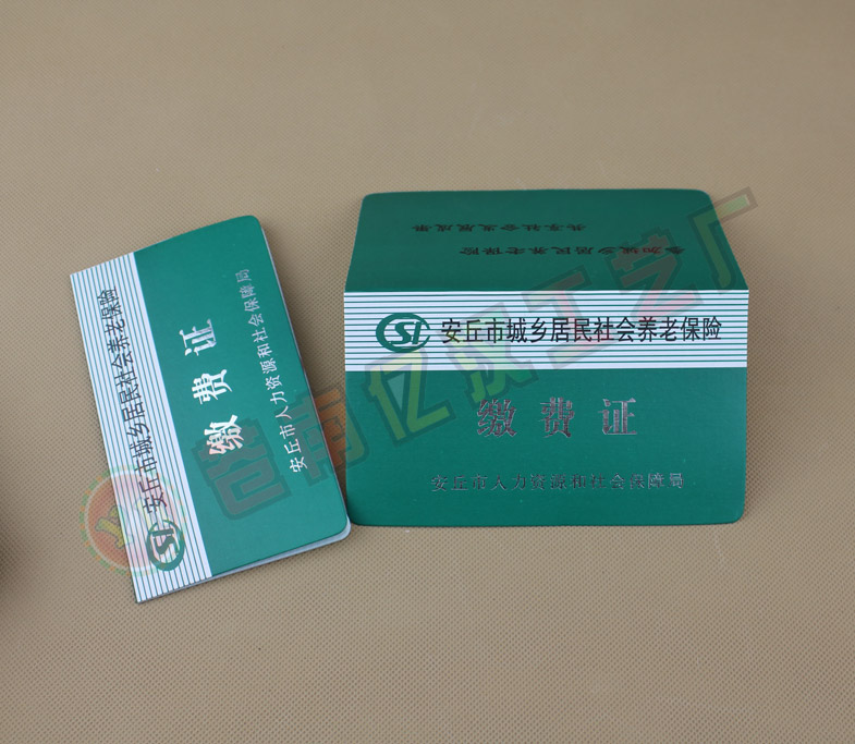CZ-013城乡居民社会养老保险缴费证制作 缴费证厂家-印刷生产定做厂家-亿汉工艺